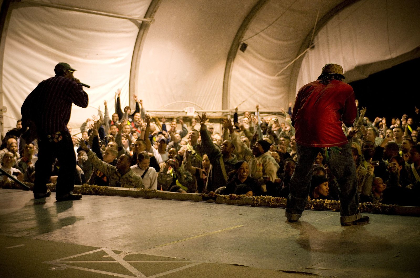 Ying Yang Twins performing for troops at a USO show at Bagram Air Field, Afghanistan, 2008