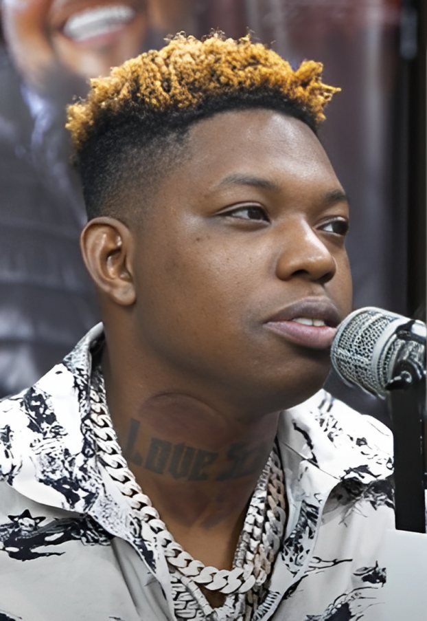 Yung Bleu speaking into a microphone during an interview, September 2021