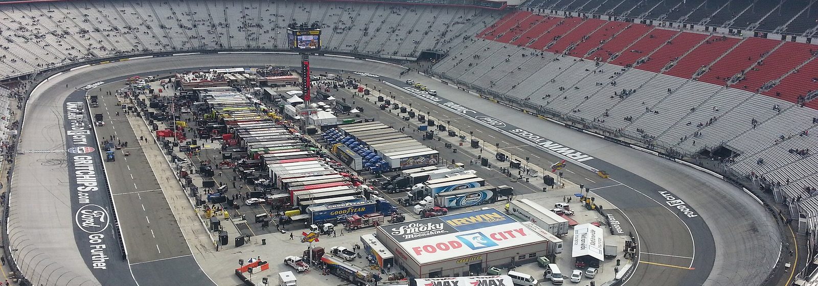 Elevated view of the seating bowl and half-mile concrete oval at Bristol Motor Speedway in Bristol, Tennessee - Bristol Motor Speedway tickets