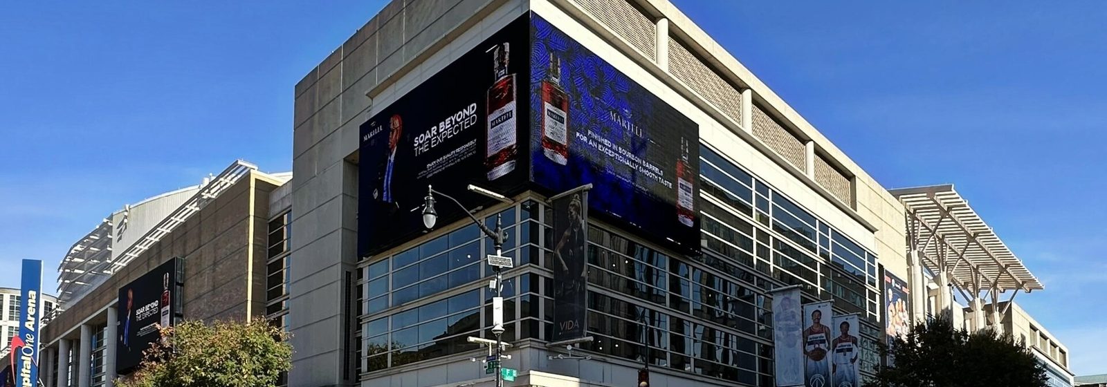 Exterior view of the Capital One Arena facade at a street corner on F Street NW in downtown Washington, D.C - Capital One Arena tickets