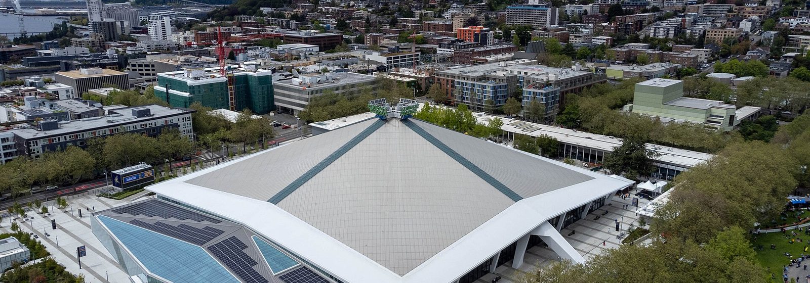 Exterior of Climate Pledge Arena at Seattle Center in Seattle, Washington, viewed from the northwest - Climate Pledge Arena tickets