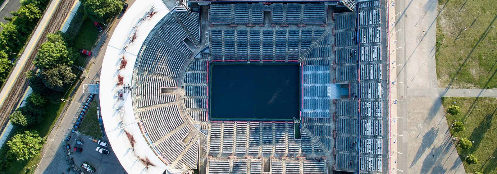 Aerial view of IGA Stadium, the tennis complex formerly named Uniprix Stadium, in Parc Jarry, Montreal, Quebec - Court Central At IGA Stadium tickets