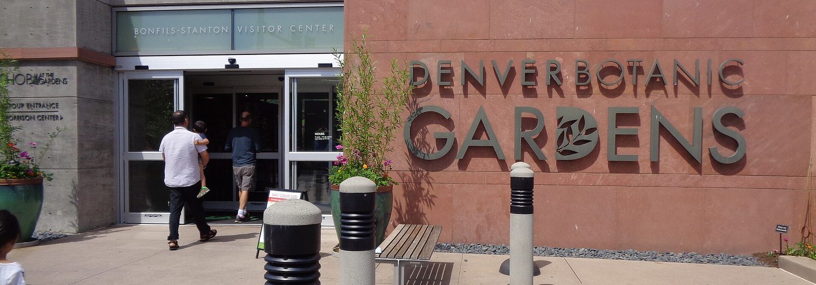 Exterior entrance facade of the Bonfils-Stanton Visitor Center at the Denver Botanic Gardens in Denver, Colorado, with the venue's name mounted on the building wall - Denver Botanic Gardens tickets