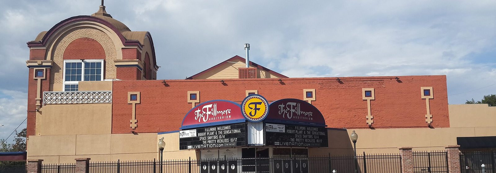 Street-level view of the Fillmore Auditorium entrance and marquee in Denver, Colorado - Fillmore Auditorium - Colorado tickets