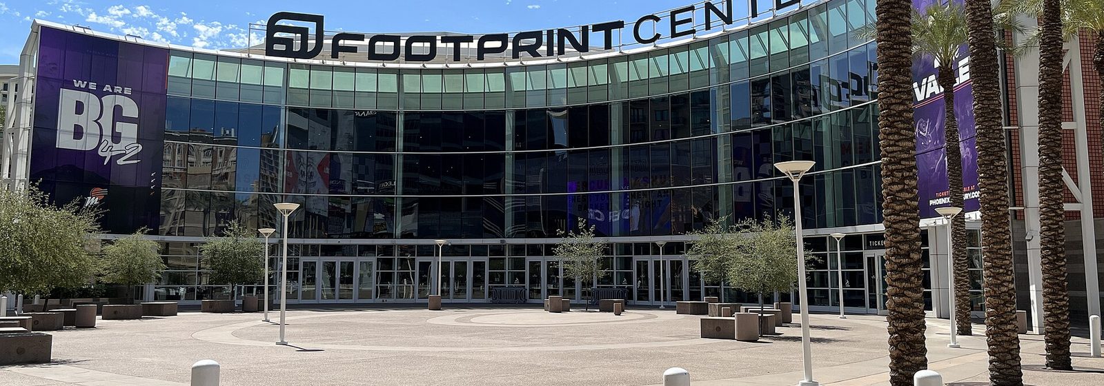 Street-level exterior view of the Footprint Center arena in downtown Phoenix, Arizona - Footprint Center tickets