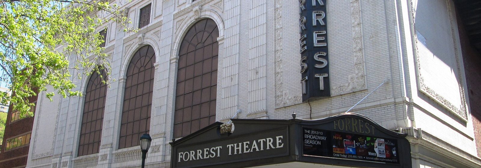 Street-level view from the west of the Forrest Theatre facade on Walnut Street in Philadelphia - Forrest Theatre tickets