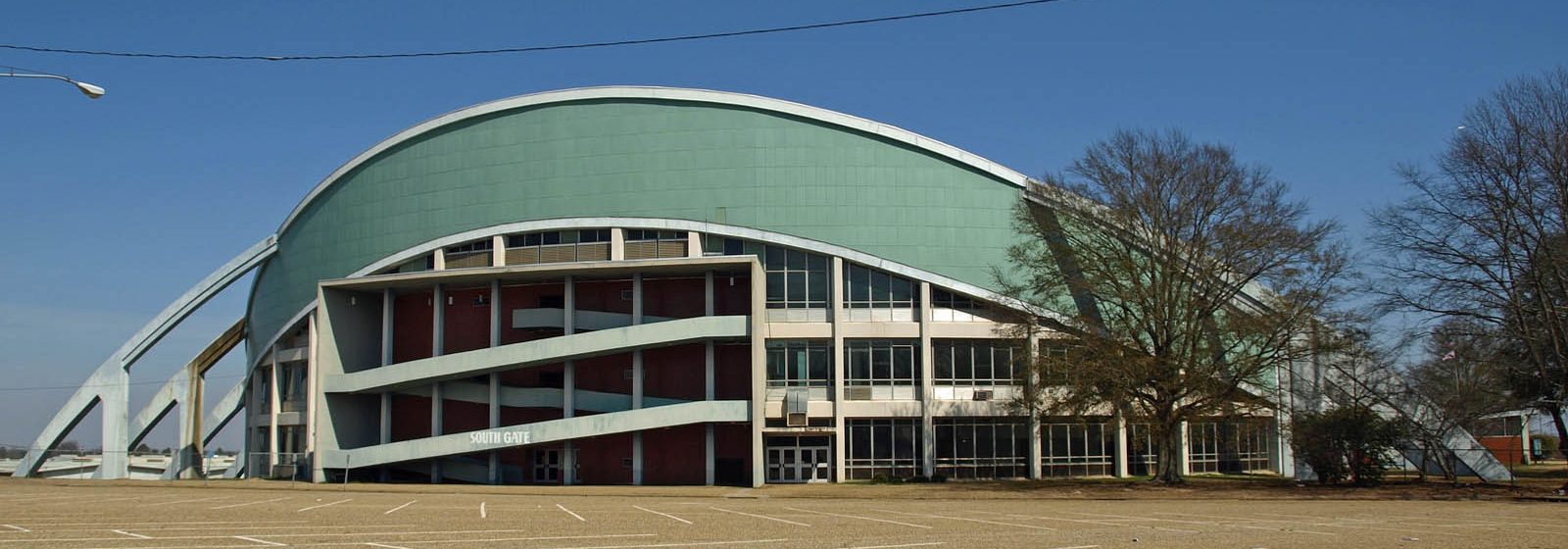 Exterior view of the south side of Garrett Coliseum in Montgomery, Alabama - Garrett Coliseum tickets