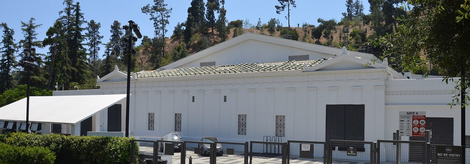Exterior view of the Greek Theatre, an outdoor amphitheatre in Griffith Park, Los Angeles, California - Greek Theatre - Los Angeles CA tickets