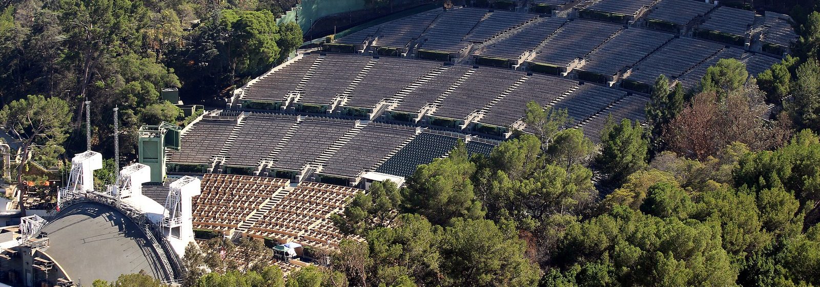 Wide view of the Hollywood Bowl amphitheater with its concentric band shell and hillside seating in Los Angeles, California - Hollywood Bowl tickets