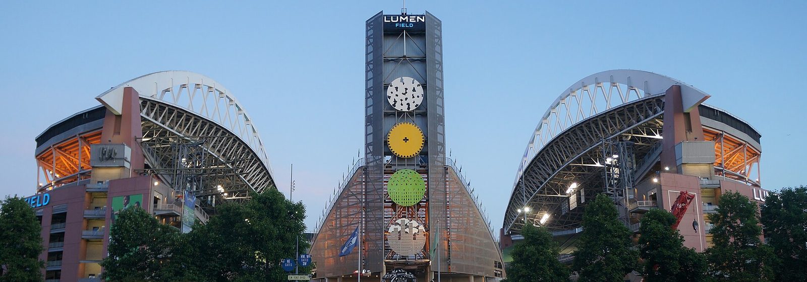 The north exterior of Lumen Field stadium in Seattle, Washington, at dusk - Lumen Field tickets