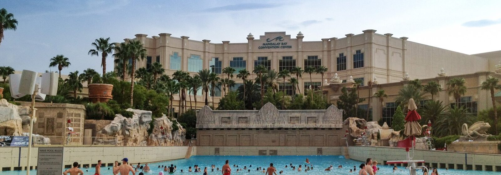 View of the Mandalay Bay Beach pool complex and sand beach at the Mandalay Bay resort in Las Vegas, Nevada - Mandalay Bay - Beach tickets