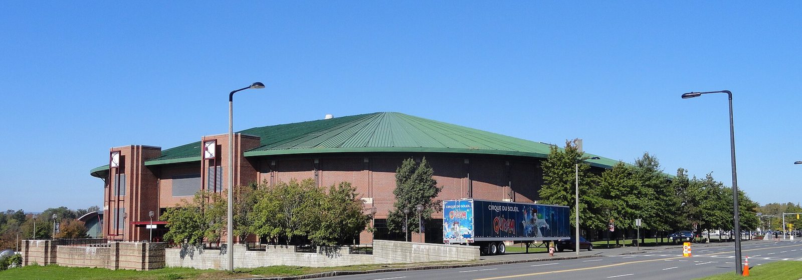 Exterior view of the William D. Mullins Center arena on the University of Massachusetts campus in Amherst, Massachusetts - Mullins Center tickets