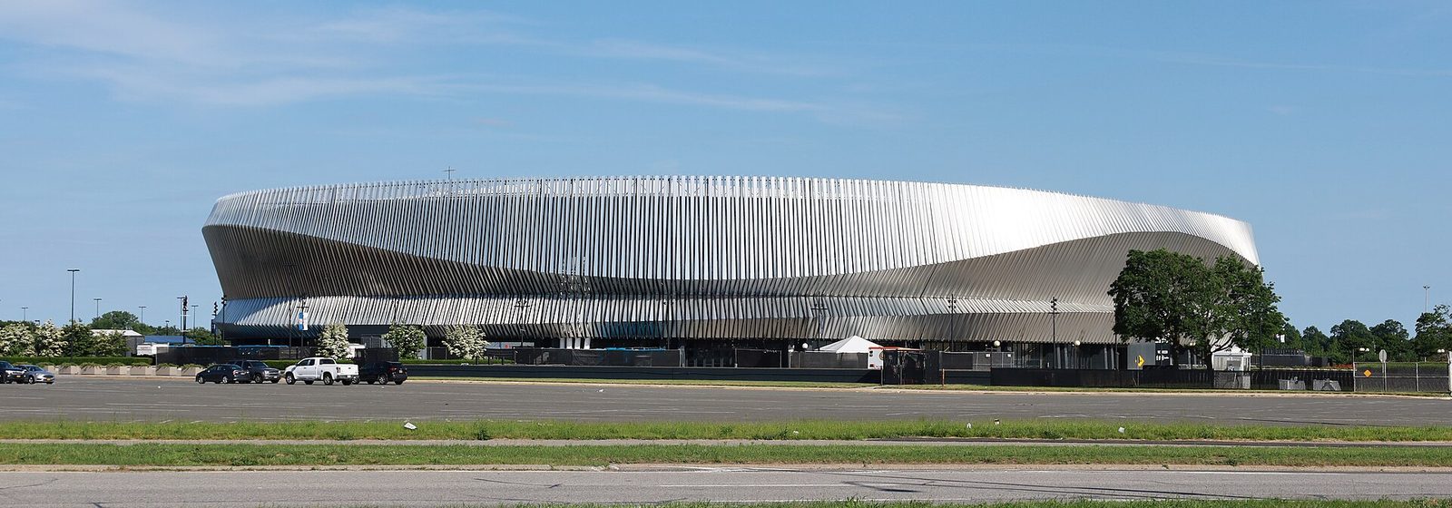 Exterior view of Nassau Veterans Memorial Coliseum with its renovated fin-clad facade in Uniondale, New York - Nassau Veterans Memorial Coliseum tickets