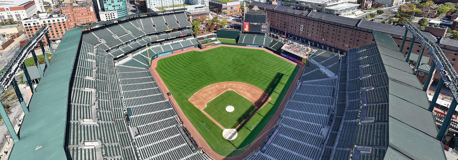 Aerial view of Oriole Park at Camden Yards with downtown Baltimore in the background - Oriole Park At Camden Yards tickets