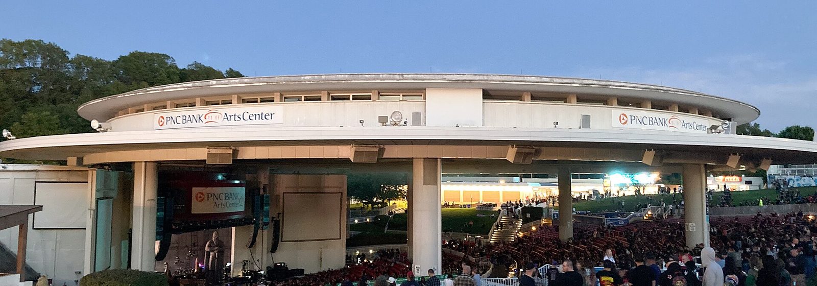 Exterior view of the PNC Bank Arts Center amphitheater in Holmdel, New Jersey - PNC Bank Arts Center tickets