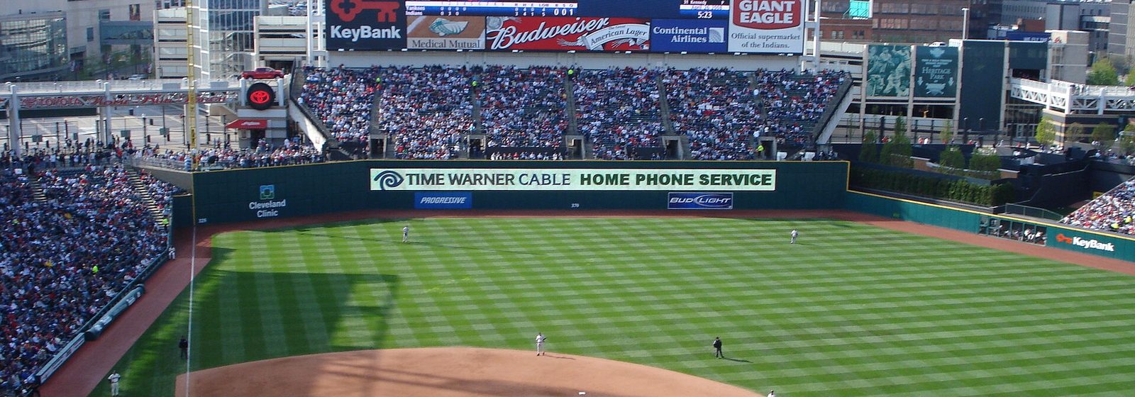 Exterior view of Progressive Field, the Major League Baseball ballpark in downtown Cleveland, Ohio - Progressive Field tickets