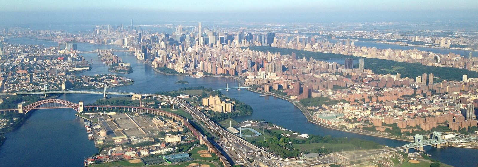 Aerial view of Randalls and Wards Islands and the Triborough Bridge over the East River in New York, New York - Randalls Island tickets