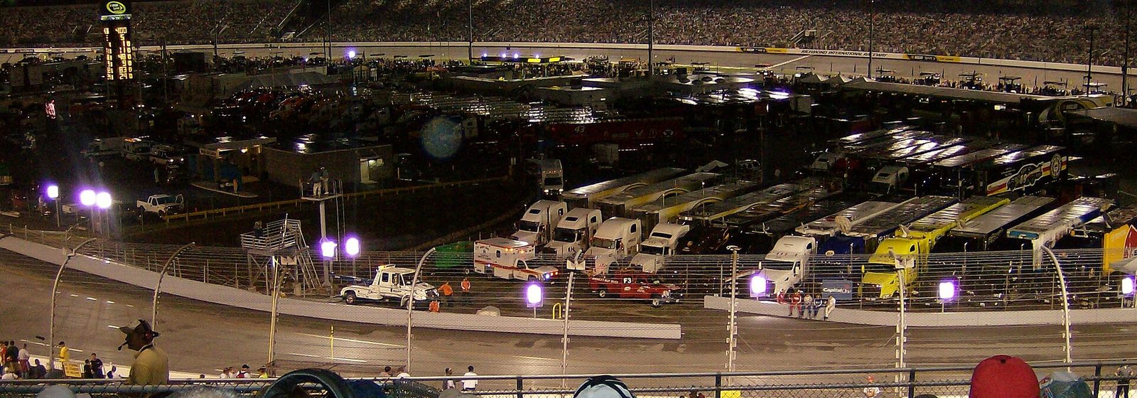 Wide view of the track and grandstands at Richmond International Raceway in Richmond, Virginia, during a NASCAR race in September 2009 - Richmond International Raceway tickets