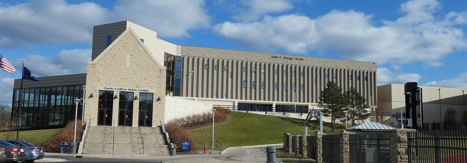 Exterior view of John F. Savage Arena and its Charles A. Sullivan Athletic Complex entrance at the University of Toledo in Toledo, Ohio - Savage Arena tickets