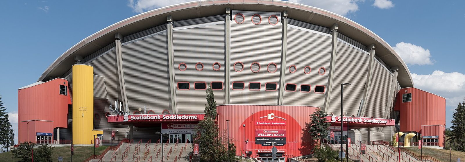 Airports near Scotiabank Saddledome Southwest exterior view of the Scotiabank Saddledome and its saddle-shaped roof in Calgary, Alberta - Scotiabank Saddledome tickets
