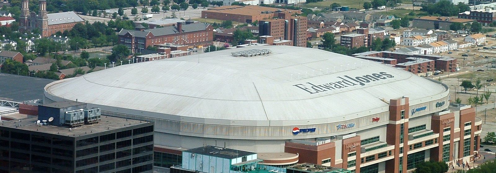 Aerial view of the Dome at America's Center, then known as the Edward Jones Dome, in downtown St. Louis, Missouri - The Dome at America's Center tickets