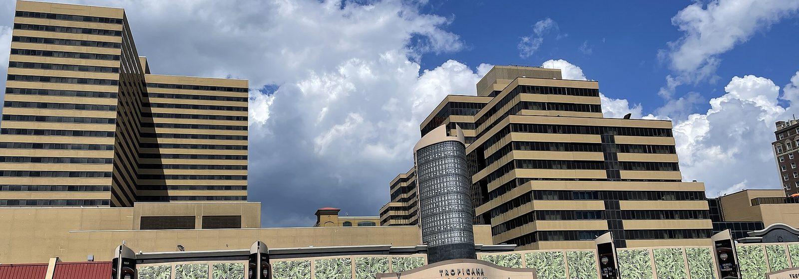 Exterior view of the Tropicana Casino and Resort towers seen from the beach in Atlantic City, New Jersey - Tropicana Showroom at Tropicana Casino - NJ tickets