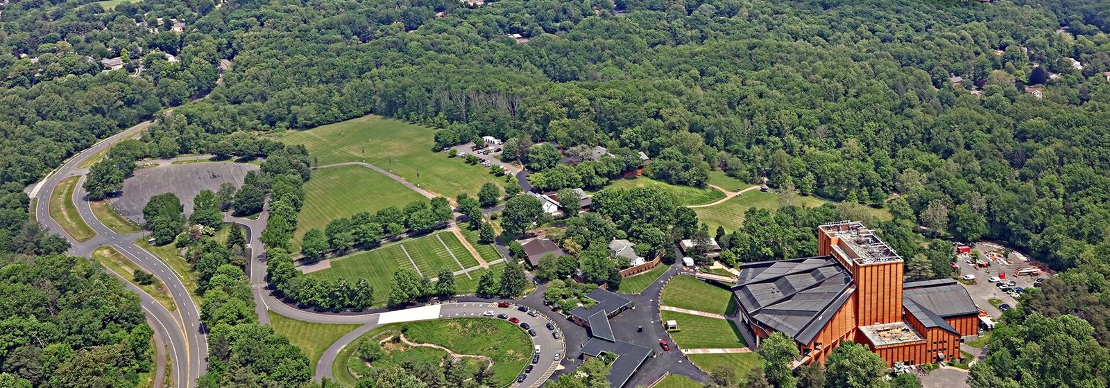 Aerial view of the wooden Filene Center amphitheater and surrounding grounds at Wolf Trap National Park for the Performing Arts in Vienna, Virginia - Wolf Trap National Park for the Performing Arts tickets