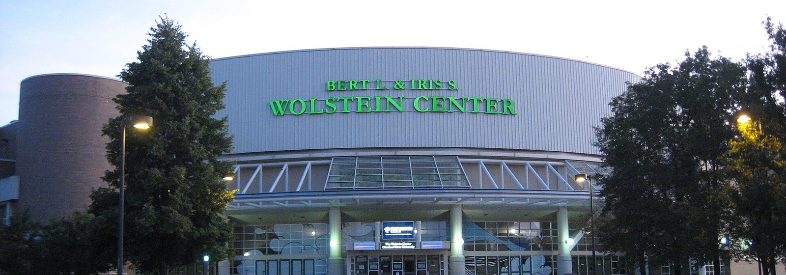 Main entrance and curved exterior facade of the Wolstein Center arena on the Cleveland State University campus in Cleveland, Ohio - Wolstein Center - CSU Convocation Center tickets